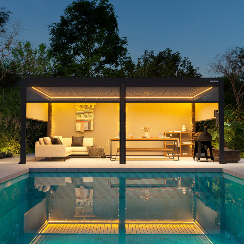 Flexpatio 20 pi. L 13 pi. Pergola d'extérieur à persiennes motorisée D Power +, H 98 po x l 233 po x P 155 po 