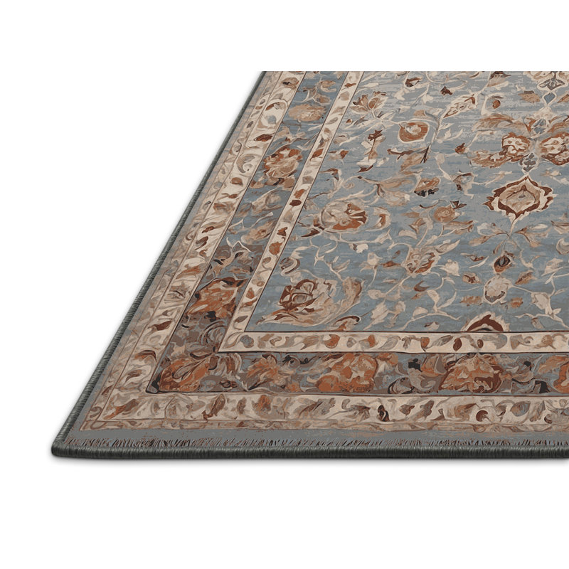 Tapis gris soyeux et moelleux, Rond 5 pi