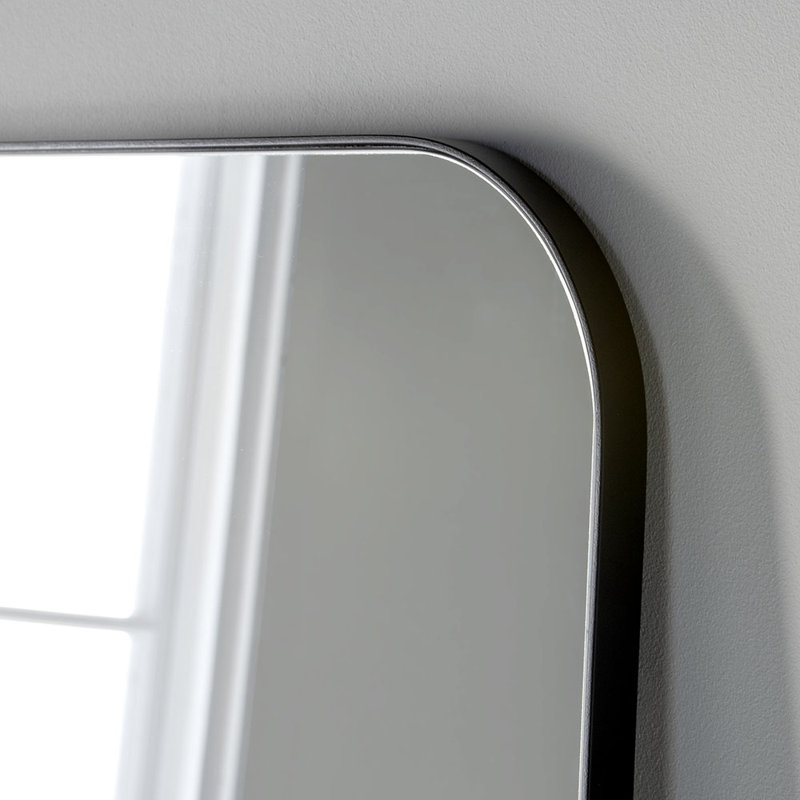 Iov Wood Flat Wall Mirror, 100 cm x 100 cm, Black