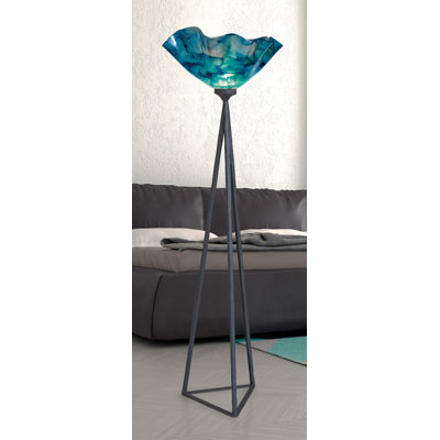 Cromaghs 72'' Black Torchiere Floor Lamp with Outlet