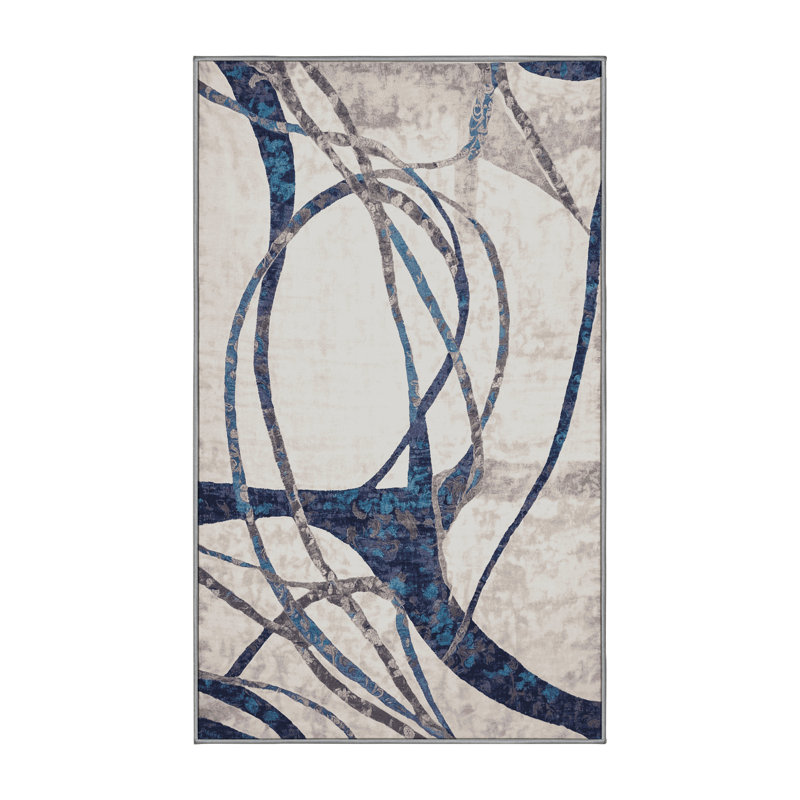 Tapis gris lavable à la machine, Rectangulaire 3 pi x 5 pi