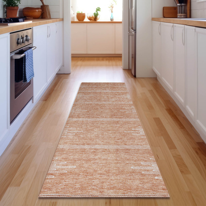 Premium Machine Washable Cerrito Salmon Rug, Runner 2'3" x 7'6"