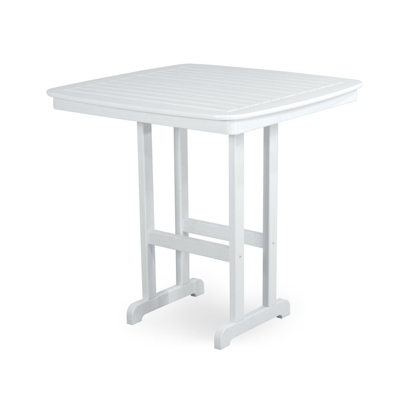 POLYWOOD Nautical Bar Table, White, 42.5" W x 42.5" L x 42" H