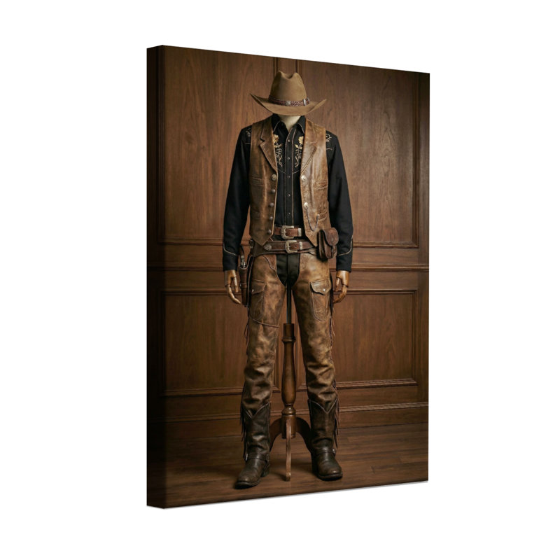 Tenue de cowboy, H 12 po x l 18 po, Does Not Apply, Toile tendue sur cadre