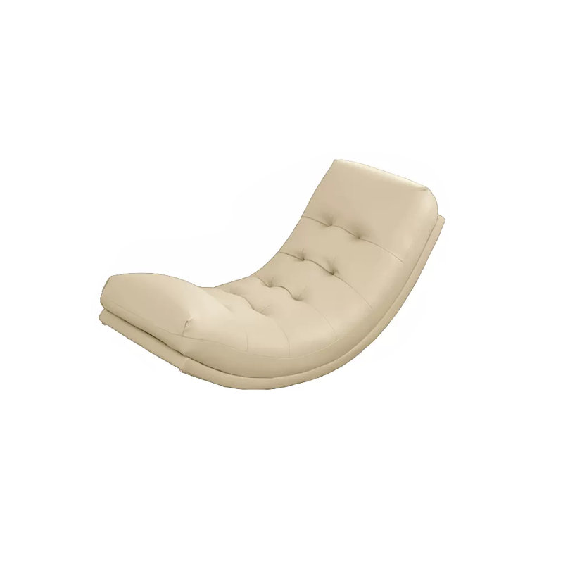 Chaise berçante en bois massif chenille, Blanc cassé