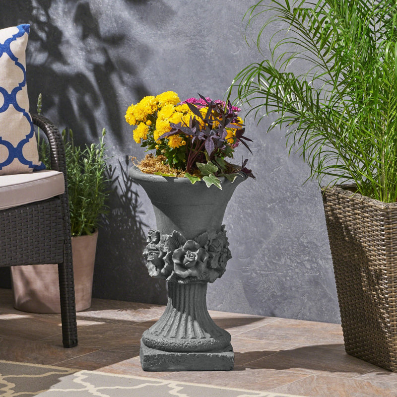Urne à fleurs en béton Dyllan, Gris antique