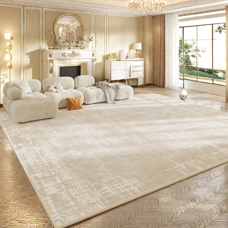 Tapis rectangulaire de style crème avec envers antidérapant, Rectangle 6 pi 7 po x 11 pi 2 po