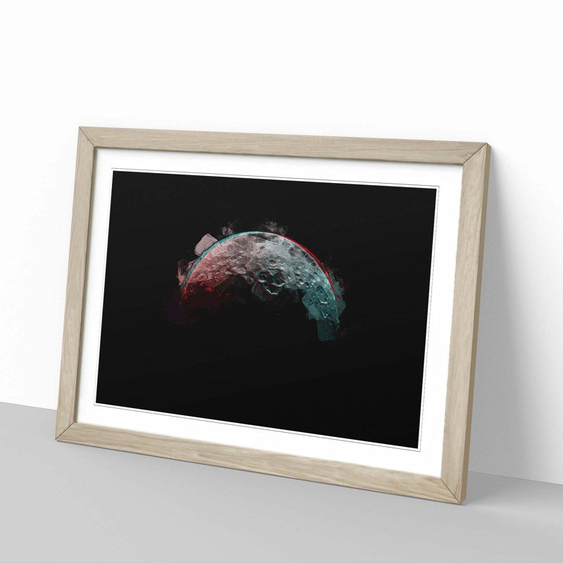 Moon - Picture Frame Graphic Art Print, 27cm H x 36cm W x 2cm D, Oak Framed