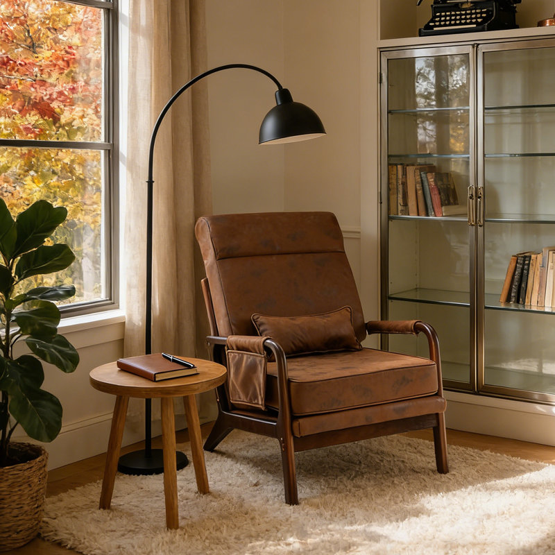 25'' Wide Transitional Traditional Upholstered Accent Chair, Brown