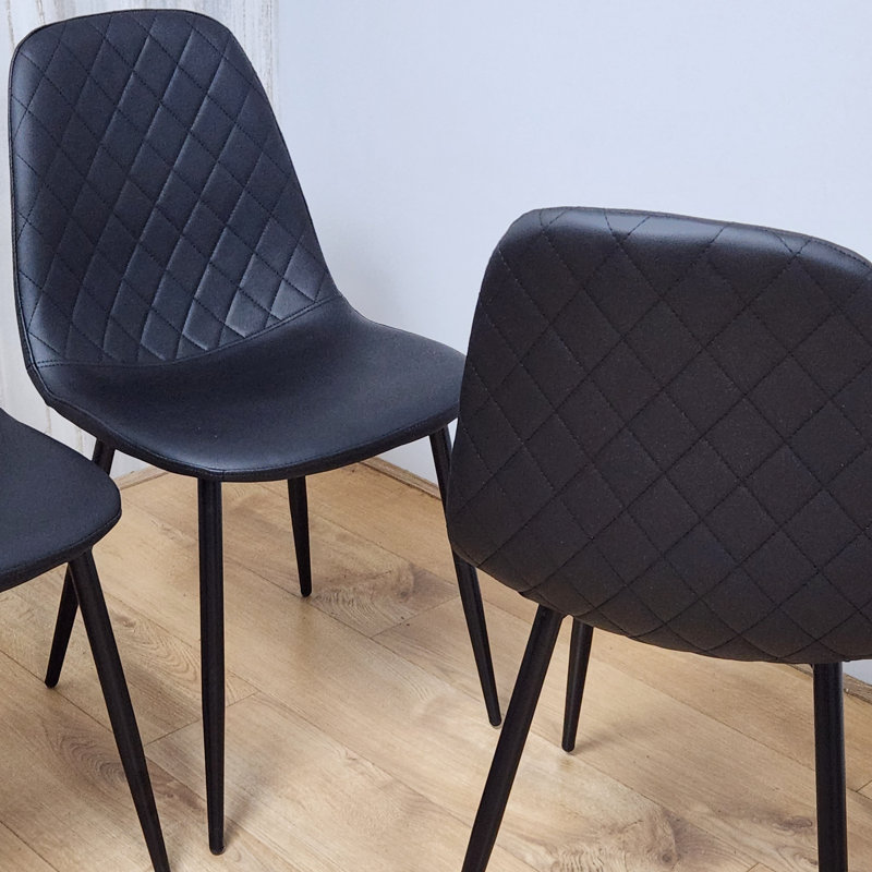 Penarth 44cm H Upholstered Metal Side Chair, Black, Black