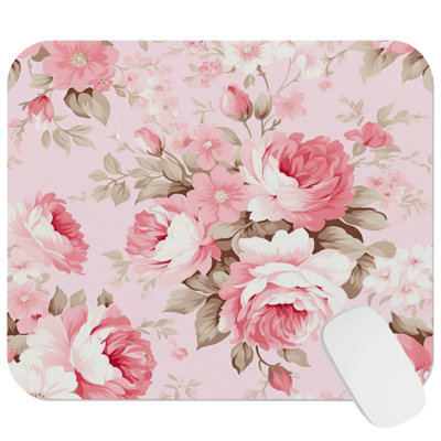 Floral Pink Flowers VII Gaming Cute Office Laptop Desk Pad Gift Mat Square Rectangle Non-Slip Mousepad