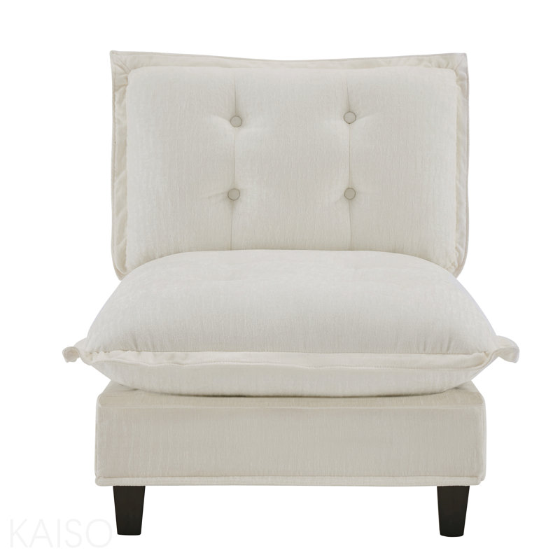 Canapé 73 sans accoudoirs en chenille beige, Beige