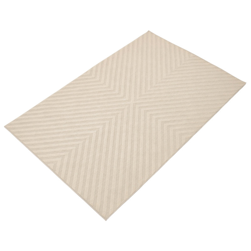 Ensemble de tapis abstrait ivoire, Rectangle 5 pi 3 po x 7 pi 7 po