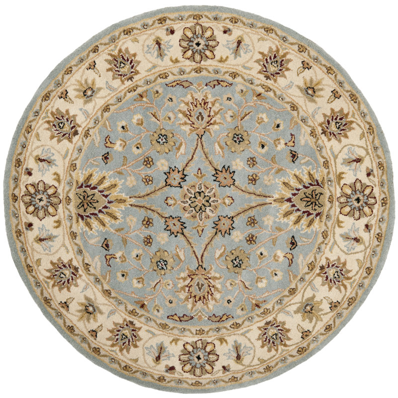 Dunbar Hand Tufted Wool/Cotton/Latex Oriental Rug in Light Blue/Ivory, Round 6'