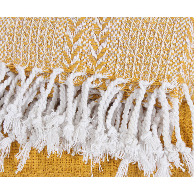 Jeté 100% coton Batik, Jaune