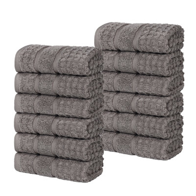 Camiren Zero Twist Cotton Solid Waffle Honeycomb Plush Soft Absorbent Medium Weight Face Towel Washcloth