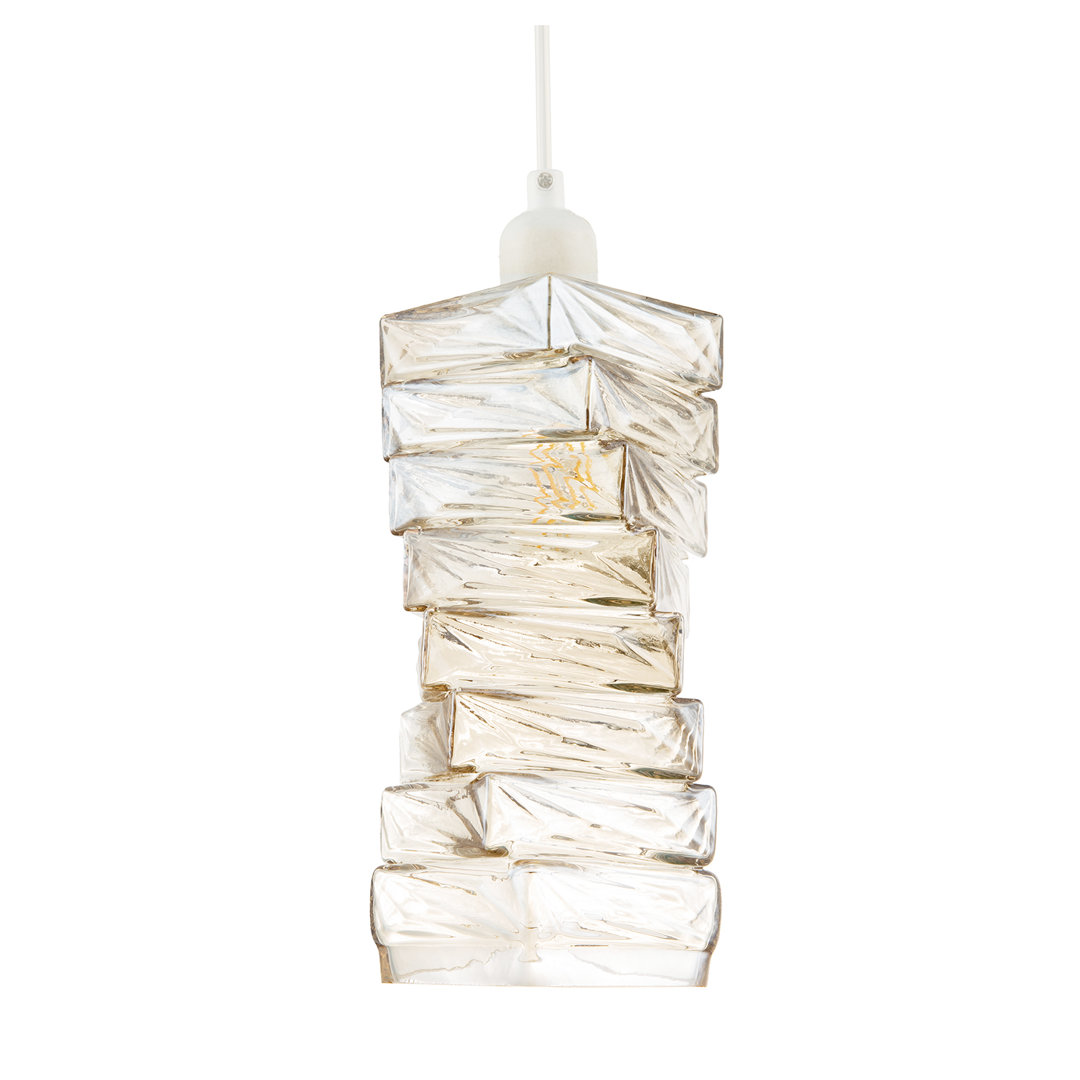 25cm H Glass Rectangle Pendant Shade ( No Direct Attachment Method ) in Gold