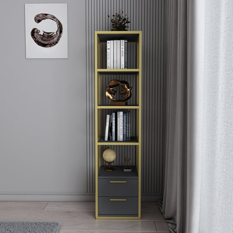 Étagère en acier H 63 po x l 15,3 po, Or / anthracite