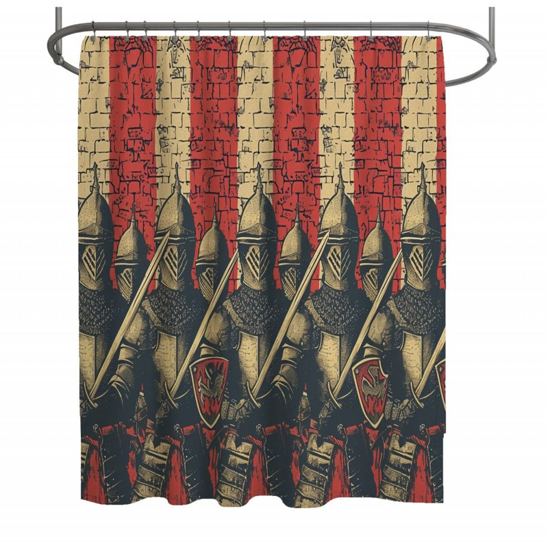Knights Medieval Warm Shower Curtain, 73" H x 70" W