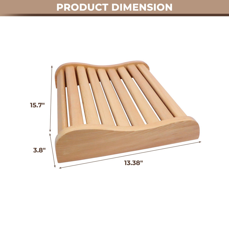 Ergonomic S-Shaped Wooden Sauna Backrest, Heat-Resistant Lumbar Support