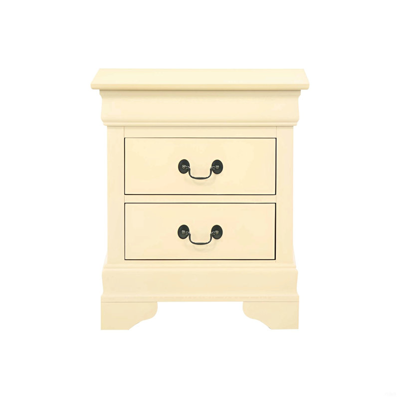 Table de chevet classique beige avec tiroirs