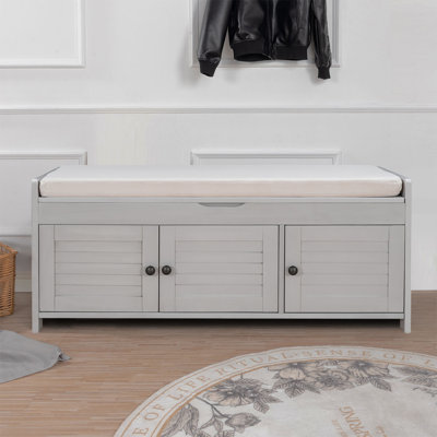 Lita Linen Blend Upholstered Storage Bench