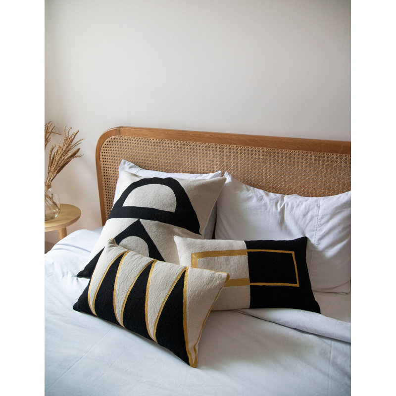Zaza Wool Square Pillow Cover, Black/White