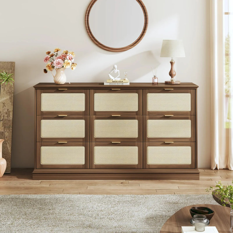 Ensemble de commode à 9 tiroirs Boho
