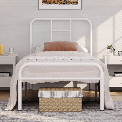 Metal-Framed Bed with High Headboard
