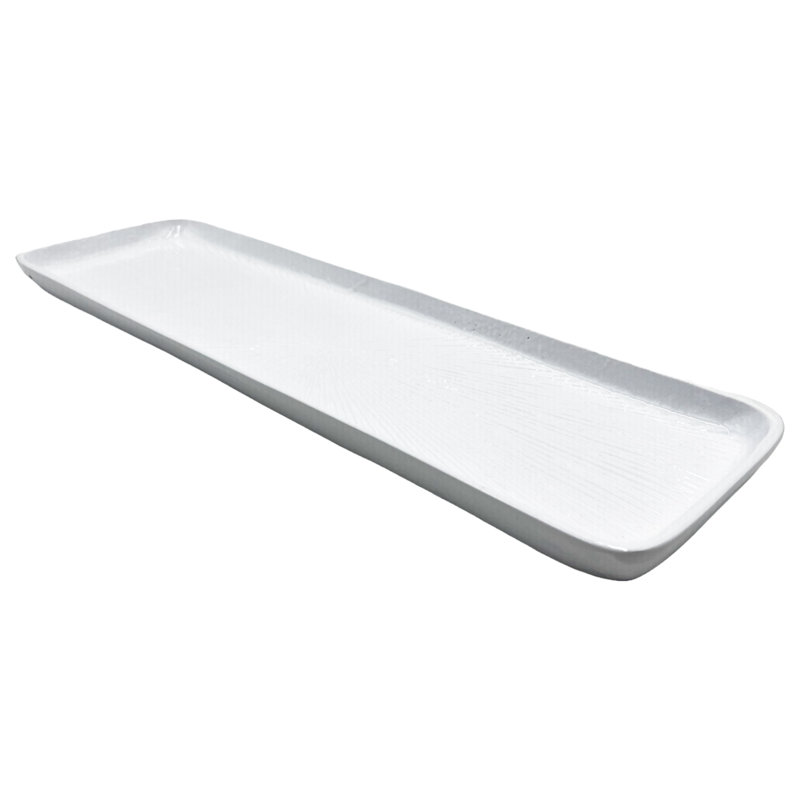 Plateau décoratif décoratif décoratif fait à la main en aluminium, Blanc, H 1 po x l 17,5 po x P 5,5 po