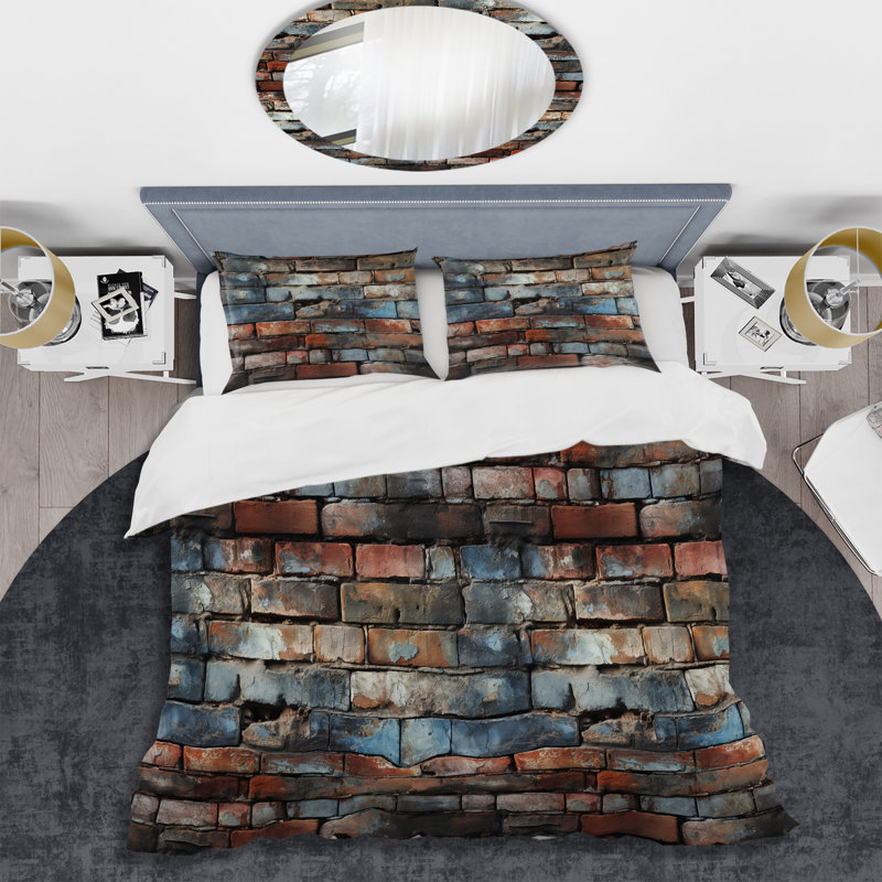 Ensemble de housse de couette Urban Brick Wall Elegance I, Housse de couette pour très grand lit et 2 très
