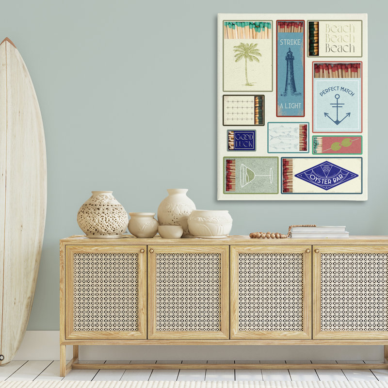 Toile de boîtes d'allumettes thème nautique, design par Lil 'Rue, H 48 po x l 36 po