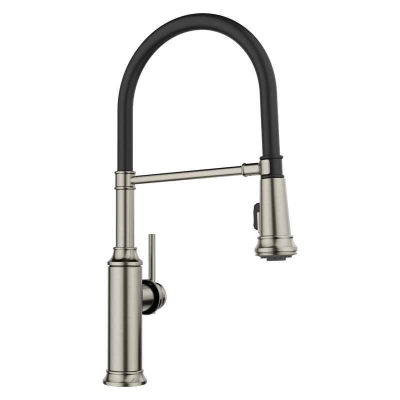 Robinet de cuisine à double jet Empressa Semi-Pro, Satin platine