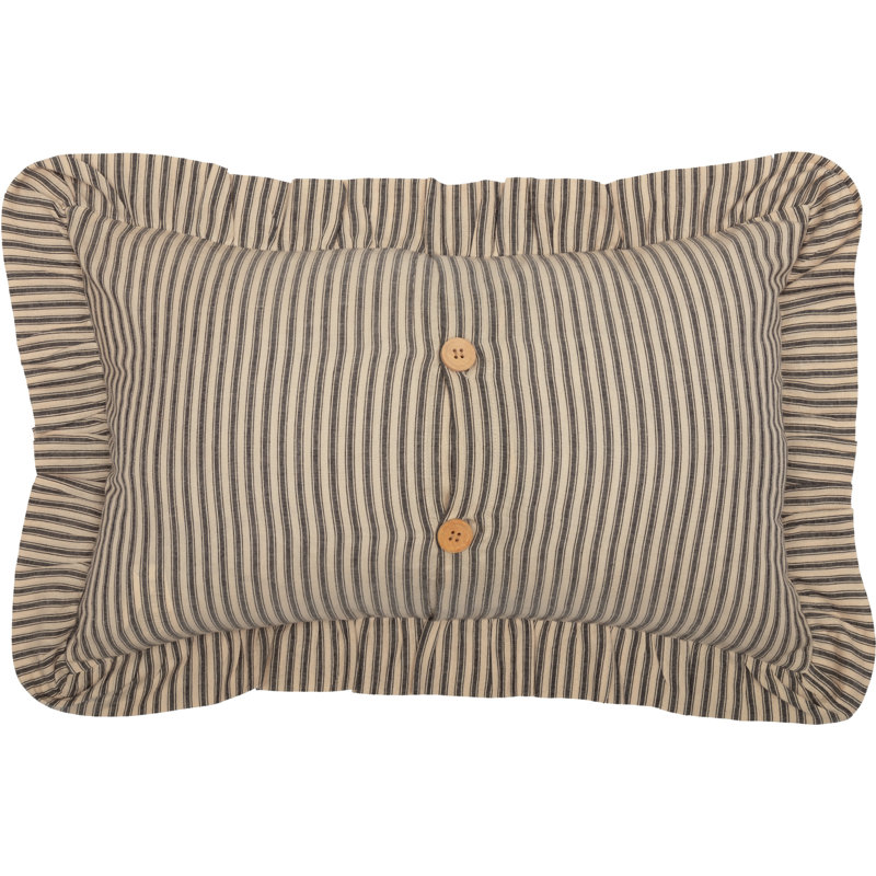Vanora Faust Rectangular Cotton Pillow, Dark Crème/Coal Black, Polyester/Polyfill
