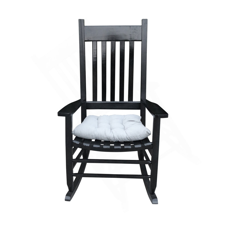Chaise berçante en bois noir sans passe-partout, Noir