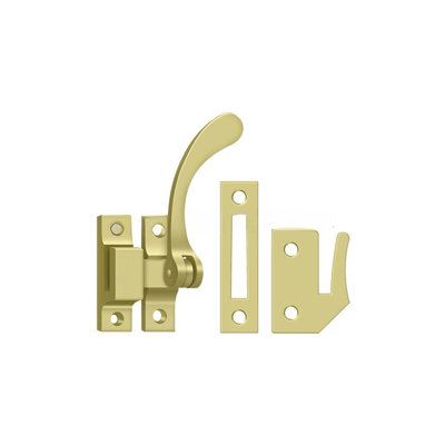 Deltana CF450U3 Window Lock, Casement Fastener, Reversible, 4-1/2" in Polished Brass