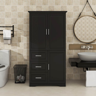 Tall And Wide Storage Cabinet With Doors, Three Drawers