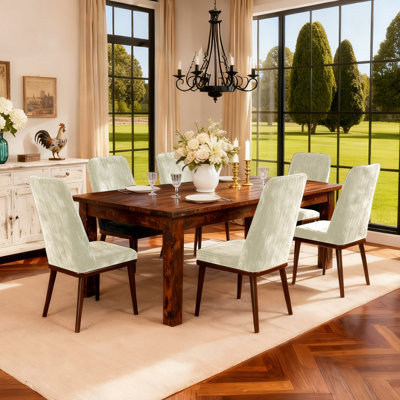 Upholstered Dining Chair with Back and Solid Wood Legs by George Oliver