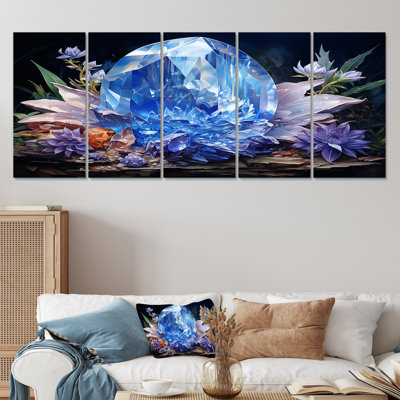Ethereal Blue Quartz Spiritual Stone II - Spiritual Stone 5 Piece Wall Art