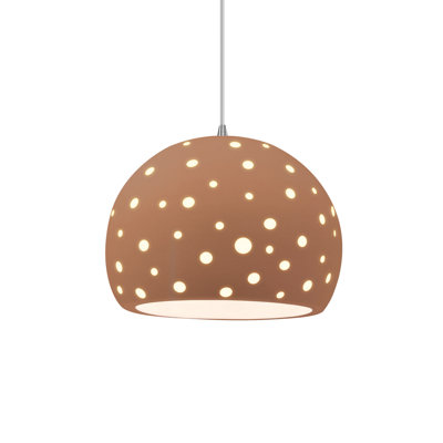 Luminaire suspendu sphère 1 lumière perforée - Adobe - nickel brossé - l 12,25 po x H 9,25 po - ampoule remplaçable - cordon blanc