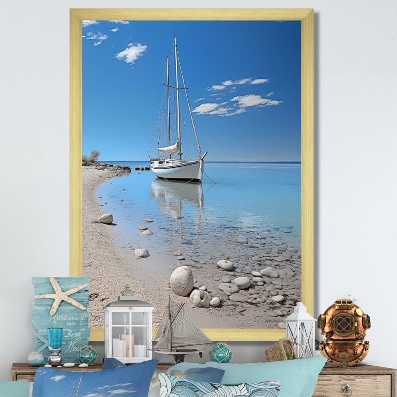 Hartmut, bateau, élégance, minimalisme IV, H 44 po x l 34 po x P 1,5 po, Encadrement doré