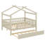 Lit double spacieux en bois avec lit gigogne intégré-736777024