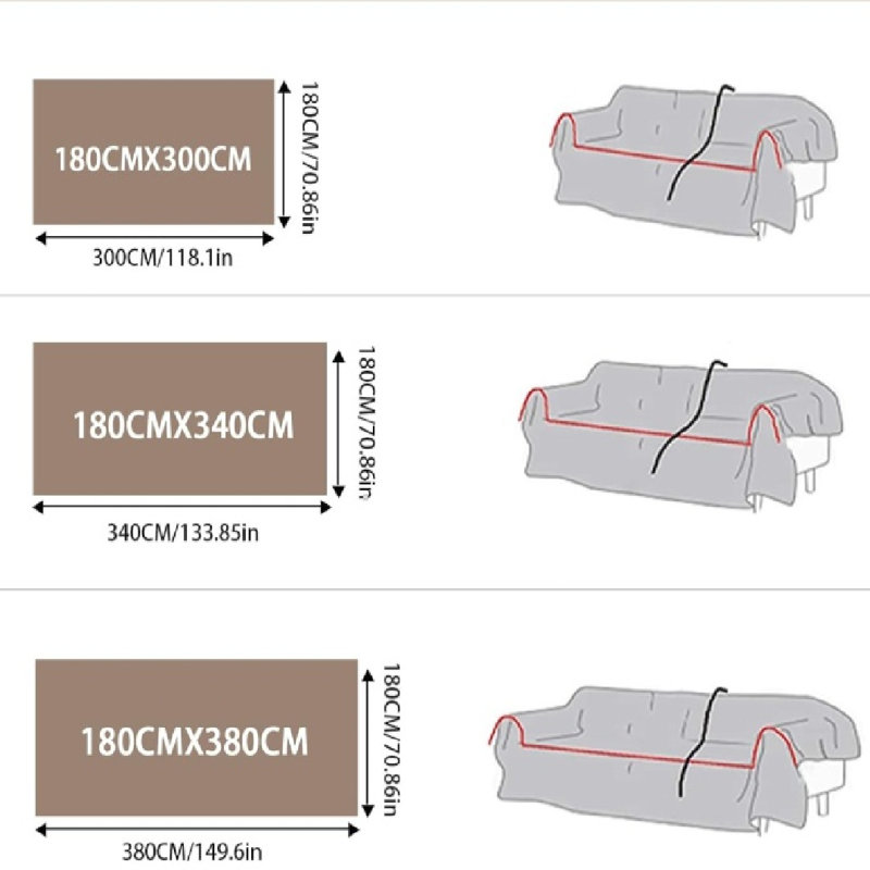 Box Cushion and T-Cushion Sofa Slipcover, 71cm H x 118cm W, Dark Grey