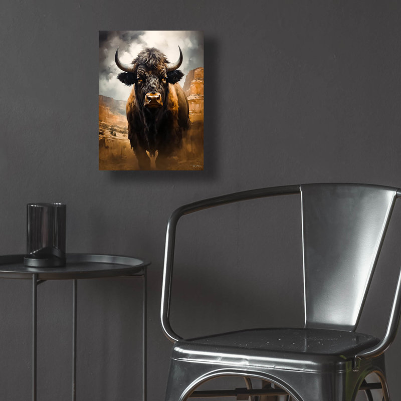 Art mural en verre «Buffalo» par Momart, H 16 po x l 12 po x P 0,13 po