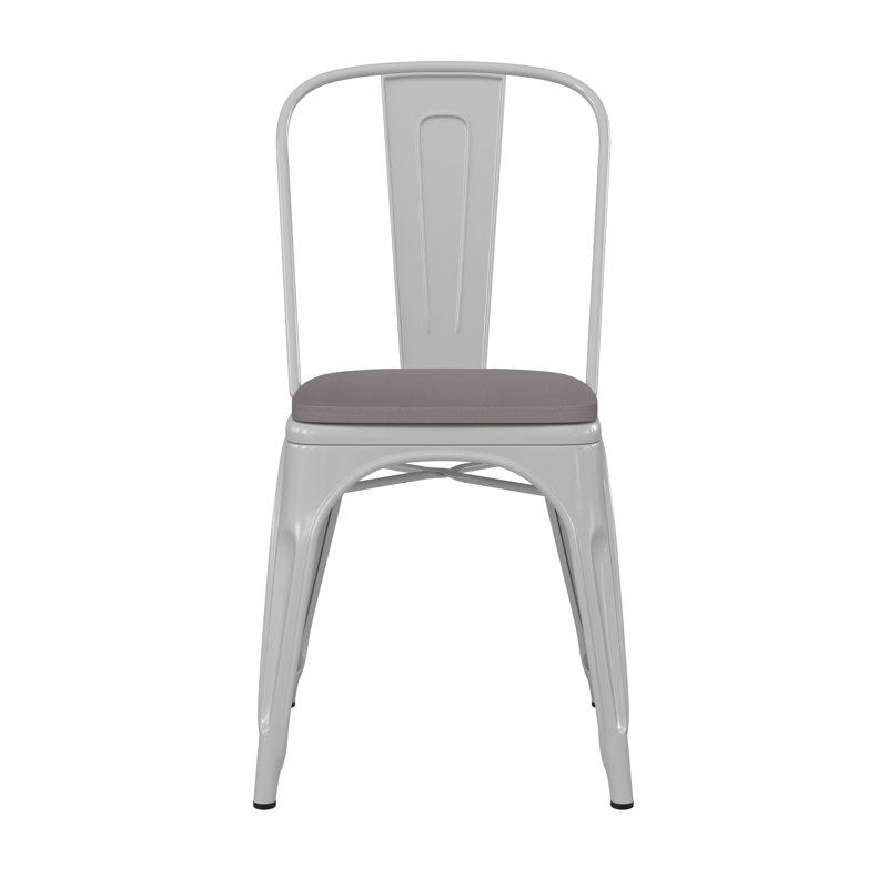 Chaise empilable Calliah, Gris, Blanc