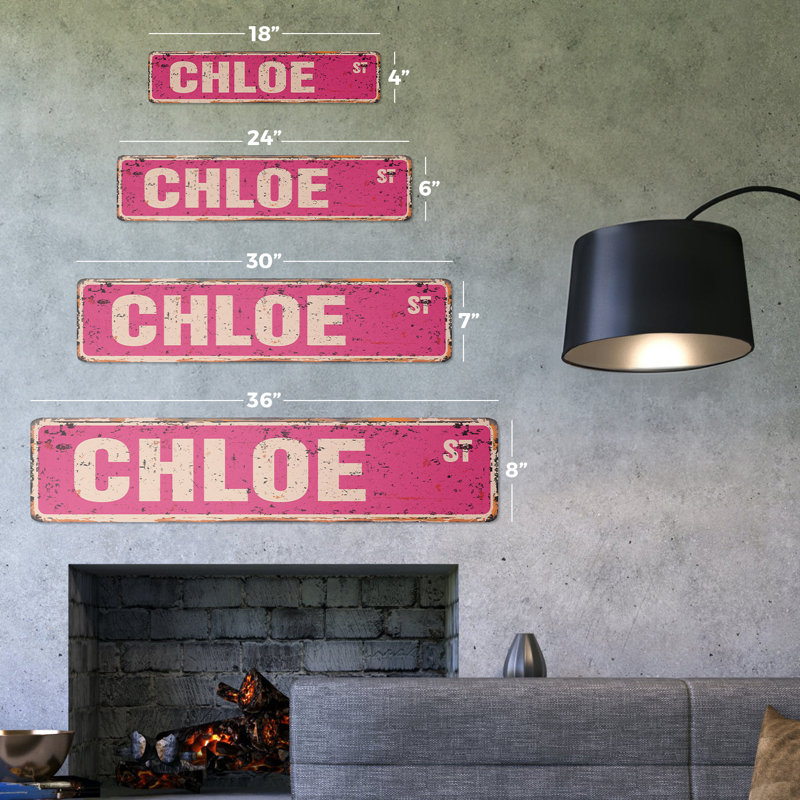 Plaque de rue Chloe, H 4 po x l 18 po x P 0,1 po