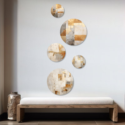 Minimalisme moderne scandinave, sérénité, art moderne scandinave moderne, ensemble d'art mural rond de 5