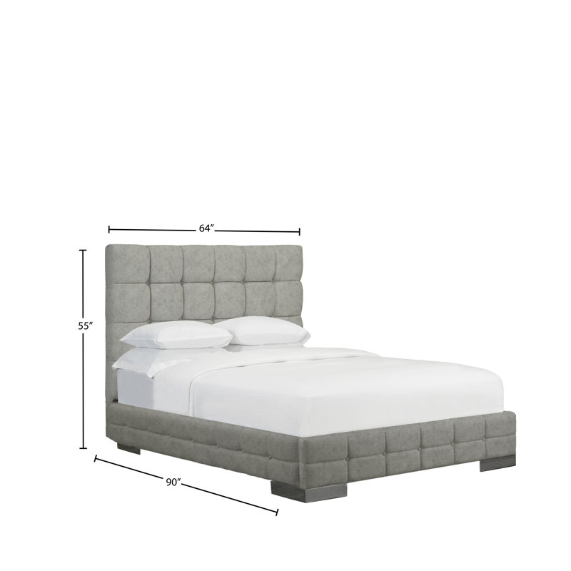 Stollings Upholstered Bed, Velvet - Silver, Queen