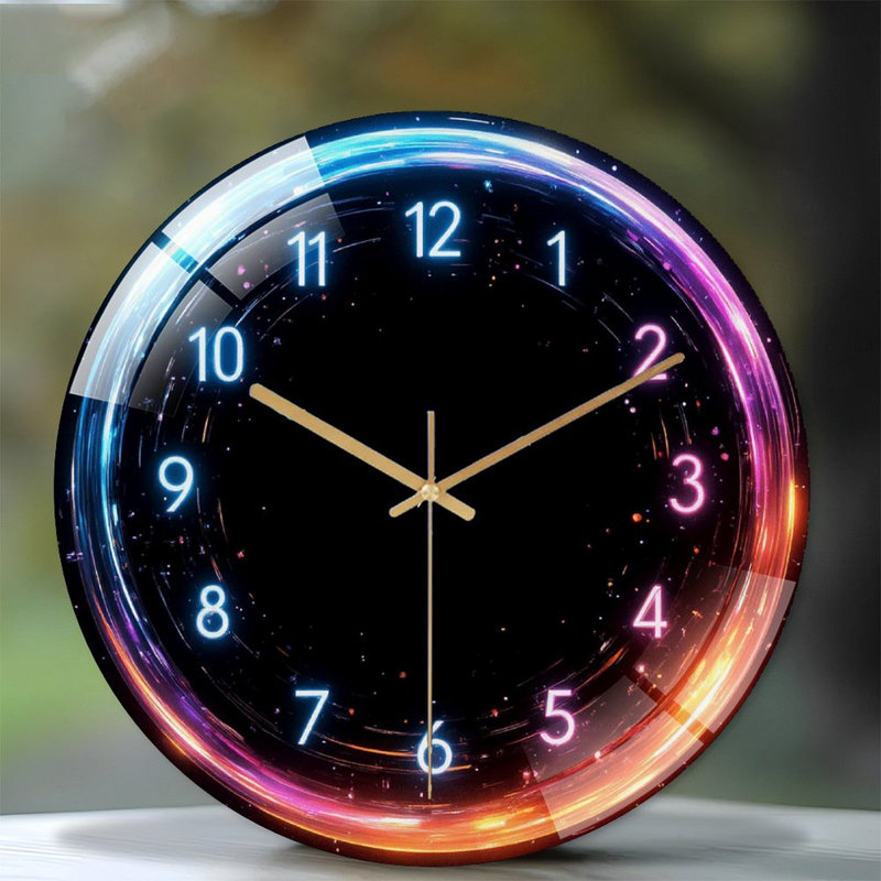 Horloge numérique DEL avec affichage coloré et minuterie - horloge murale moderne en verre 12 po