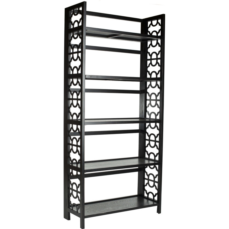 Étagère à livres l 42,5 "x H 33,5" Brontie, Noir, (5 tablettes) H 73 po x l 33 po x P 13 po